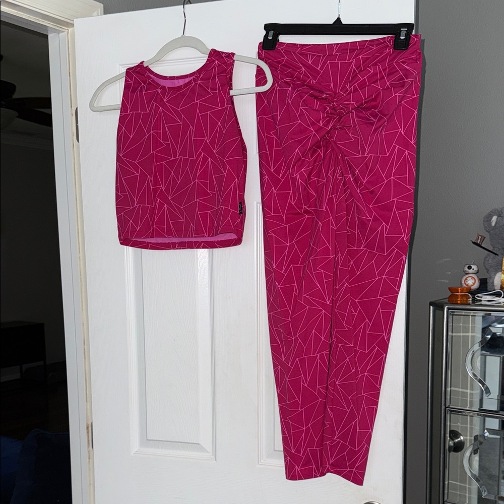 Bright Pink Geometric Two-Piece Set